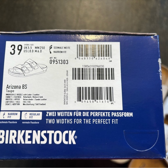 Birkenstock Arizona, suede, soft footbed EU 39 narrow. US 8 narrow.  New - Picture 6 of 7